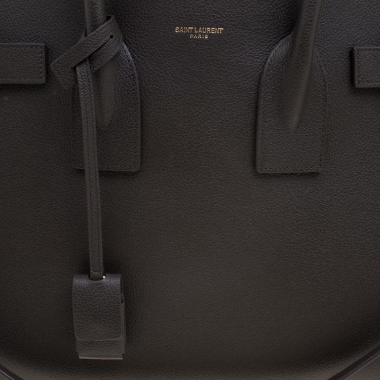 Pre Owned Saint Laurent Paris Seaweed Green Leather Small Classic Sac De Jour Tote