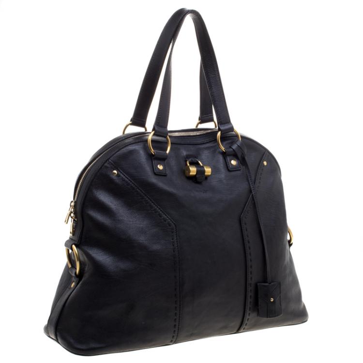 Pre Owned Saint Laurent Paris Black Leather Oversized Muse Tote