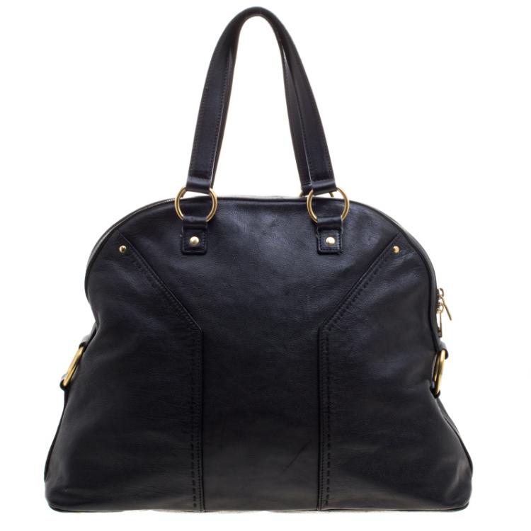 Pre Owned Saint Laurent Paris Black Leather Oversized Muse Tote