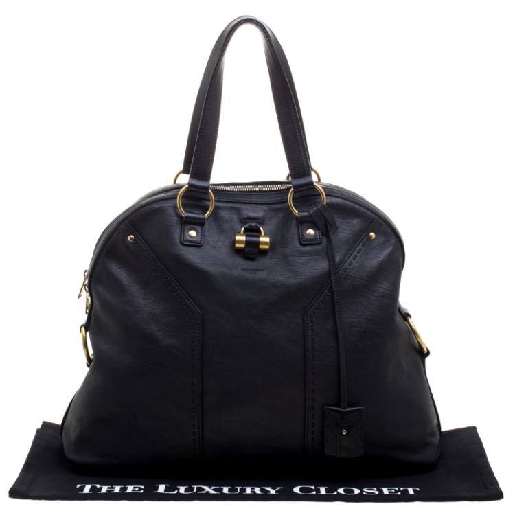 Pre Owned Saint Laurent Paris Black Leather Oversized Muse Tote