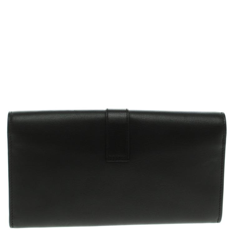 Pre Owned Saint Laurent Paris Black Leather Y Line Flap Wallet