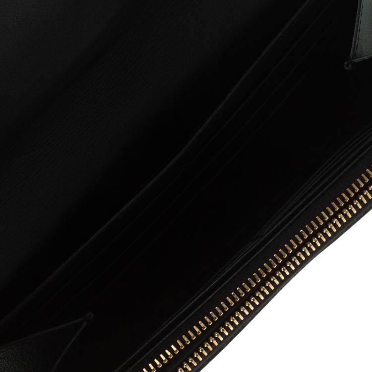 Pre Owned Saint Laurent Paris Black Leather Y Line Flap Wallet
