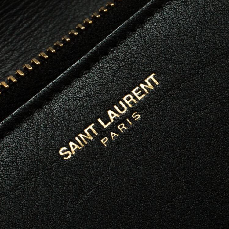 Pre Owned Saint Laurent Paris Black Leather Y Line Flap Wallet