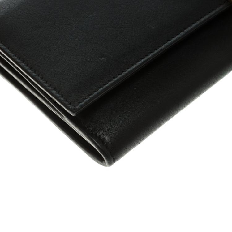 Pre Owned Saint Laurent Paris Black Leather Y Line Flap Wallet
