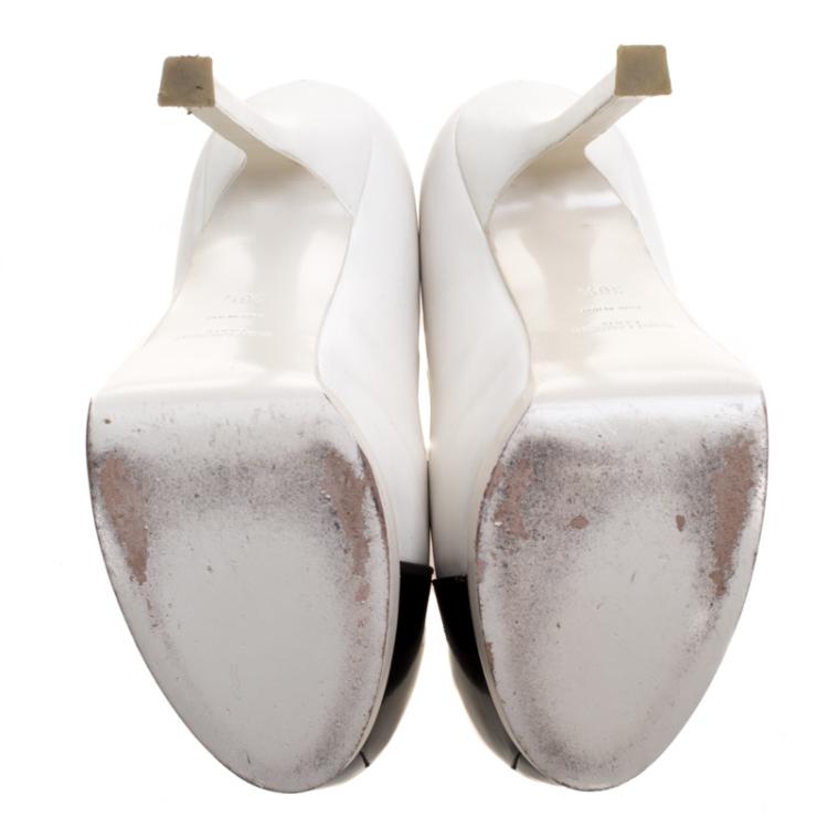 مملوكة مسبقًا Saint Laurent Paris Monochrome Cap Toe Tribtoo Platform Pumps Size 36.5