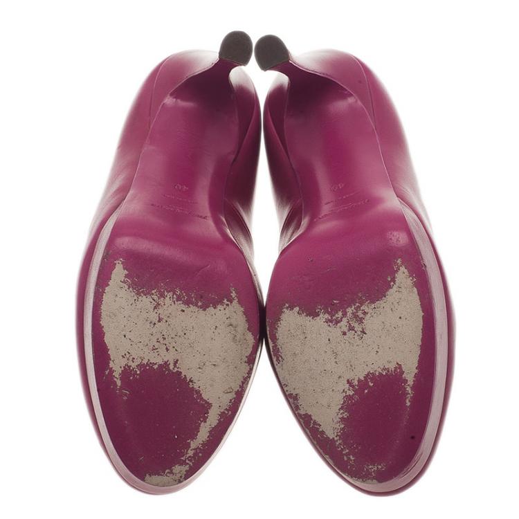 Pre Owned Saint Laurent Paris Pink Leather Palais Platform Pumps Size 40