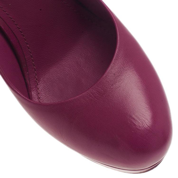 Pre Owned Saint Laurent Paris Pink Leather Palais Platform Pumps Size 40