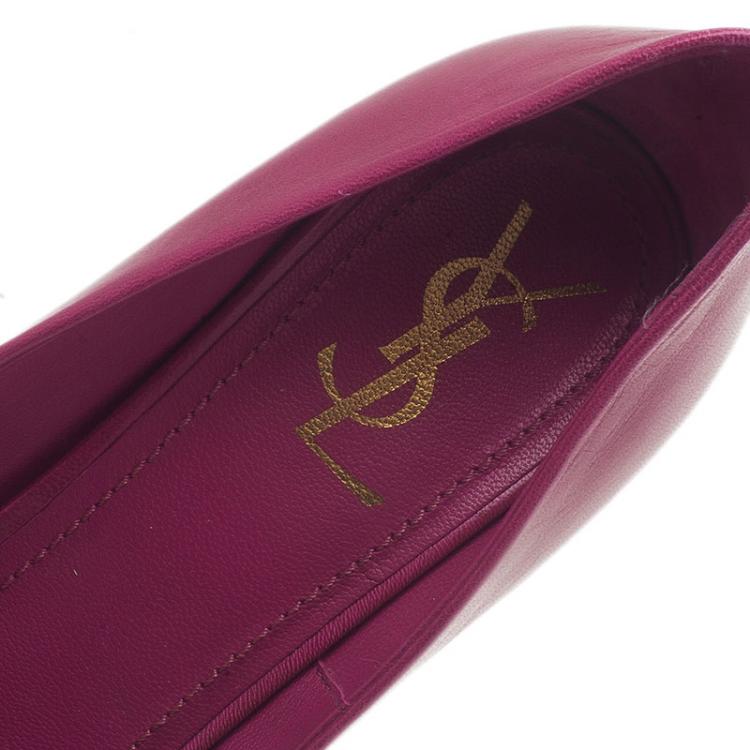 Pre Owned Saint Laurent Paris Pink Leather Palais Platform Pumps Size 40