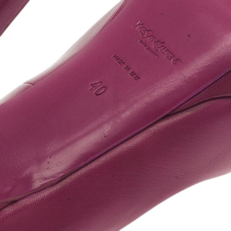 Pre Owned Saint Laurent Paris Pink Leather Palais Platform Pumps Size 40