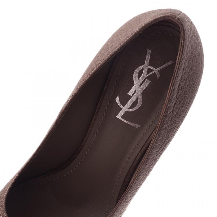Pre Owned Saint Laurent Paris Brown Leather Tribtoo Pumps Size 39
