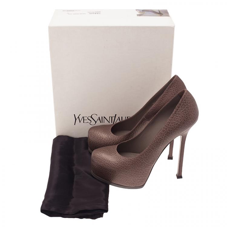 Pre Owned Saint Laurent Paris Brown Leather Tribtoo Pumps Size 39