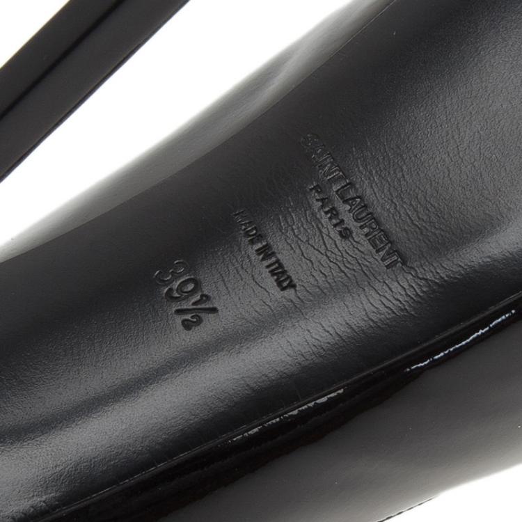 Pre Owned Saint Laurent Paris Black Patent Tribtoo Platform Pumps Size 39.5