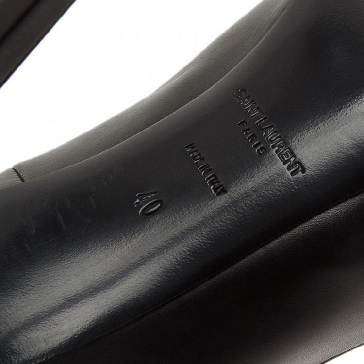 Pre Owned Saint Laurent Paris Black Leather Escarpin Ankle Strap Pumps Size 40