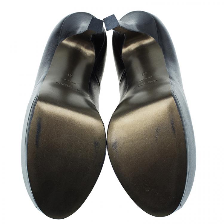 Pre Owned Saint Laurent Paris Black Leather Tribute Platform Pumps Size 41