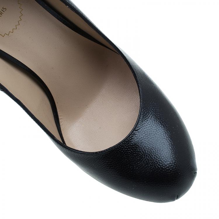 Pre Owned Saint Laurent Paris Black Leather Tribute Platform Pumps Size 41