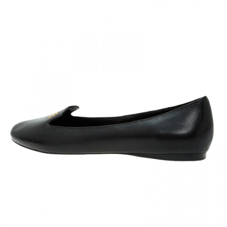 Pre Owned Saint Laurent Paris Black Leather Smoking Slippers Size 40