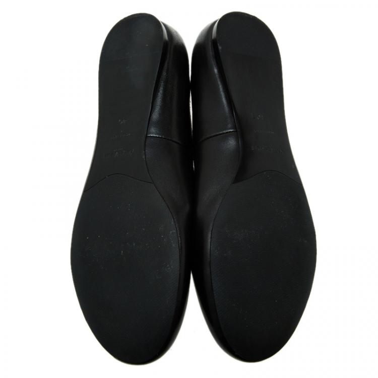 Pre Owned Saint Laurent Paris Black Leather Smoking Slippers Size 40