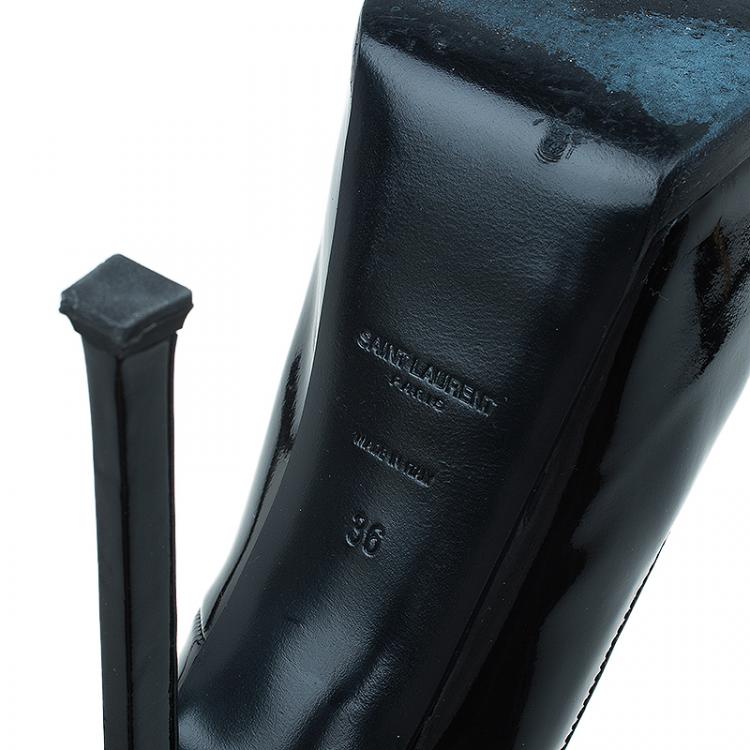 Pre Owned Saint Laurent Paris Black Patent Tribtoo Platform Pumps Size 36