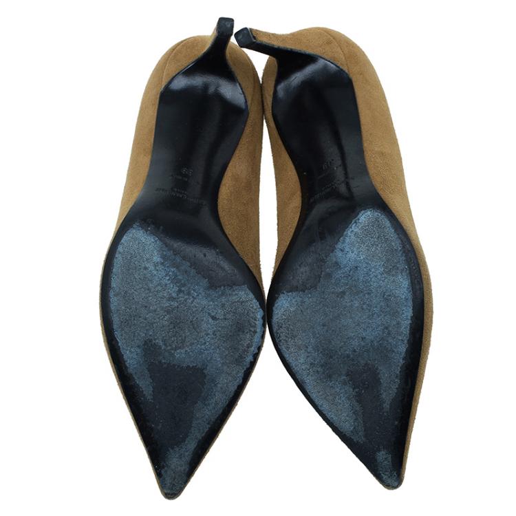 Pre Owned Saint Laurent Paris Light Brown Suede Pointed Toe Pumps Size 39