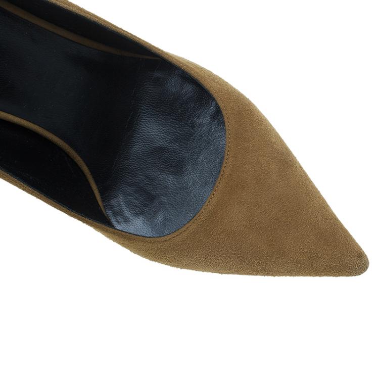 Pre Owned Saint Laurent Paris Light Brown Suede Pointed Toe Pumps Size 39