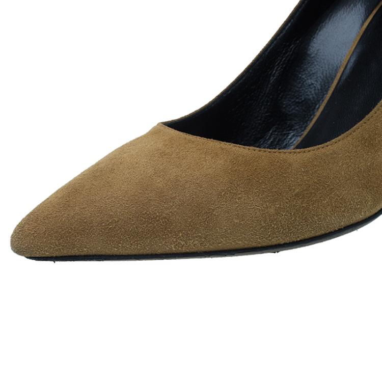 Pre Owned Saint Laurent Paris Light Brown Suede Pointed Toe Pumps Size 39