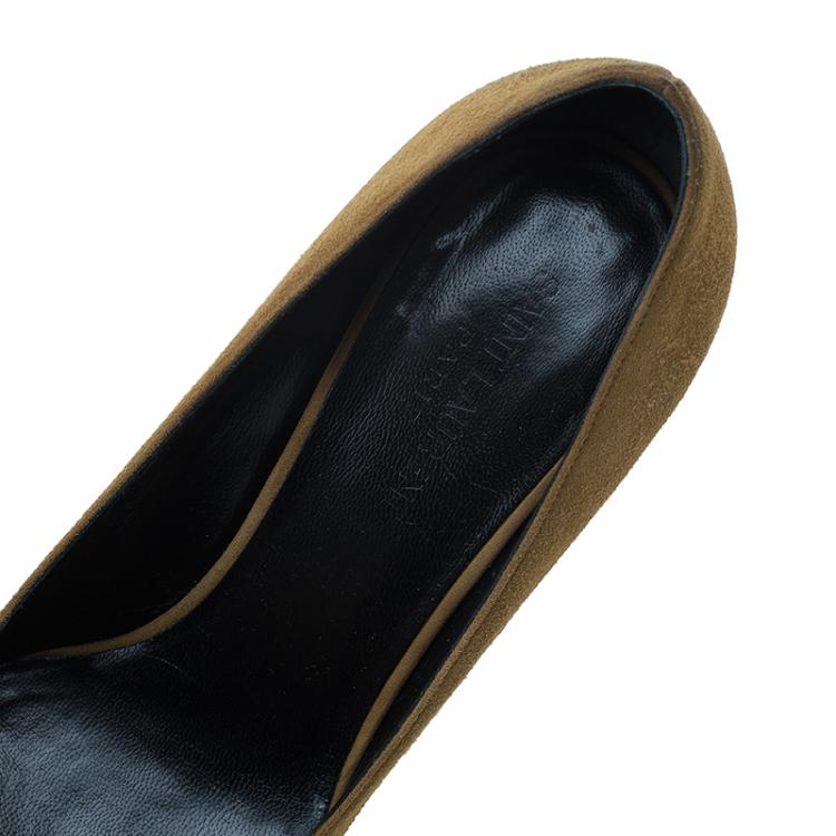 Pre Owned Saint Laurent Paris Light Brown Suede Pointed Toe Pumps Size 39