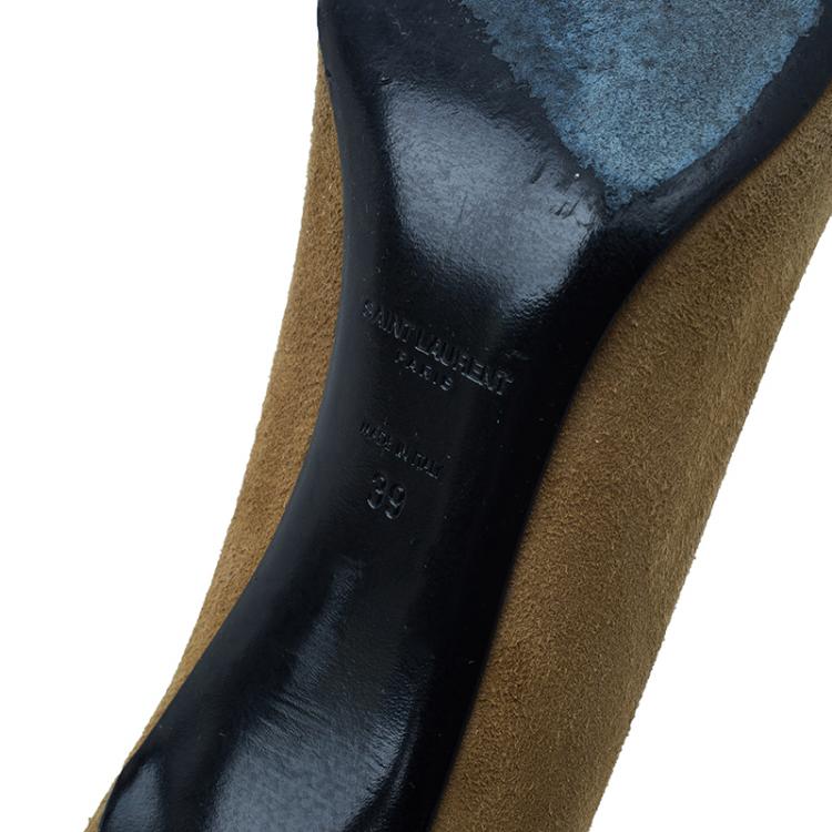 Pre Owned Saint Laurent Paris Light Brown Suede Pointed Toe Pumps Size 39