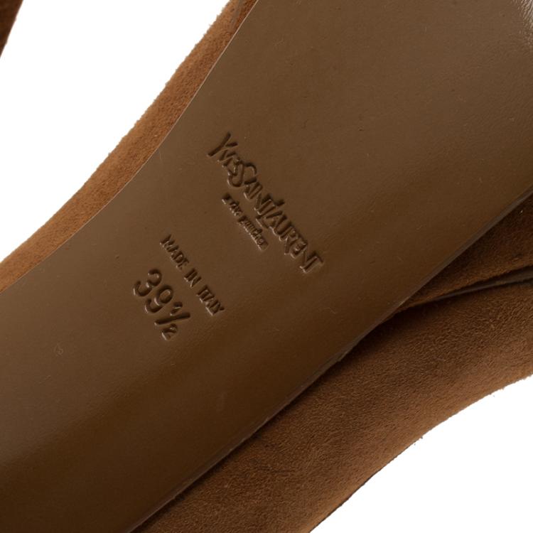 Pre Owned Saint Laurent Paris Brown Suede Palais Platform Pumps Size 39.5