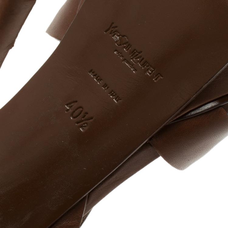 Pre Owned Saint Laurent Paris Brown Leather Tribute Platform Sandals Size 40.5