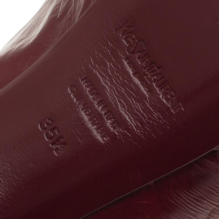 Pre Owned Saint Laurent Paris Burgundy Leather Divine Pointed Platform Pumps Size 35.5
