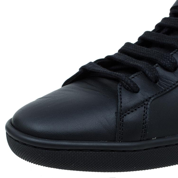 Pre Owned Saint Laurent Paris Black Spike Leather High Top Buckle Sneakers Size 39