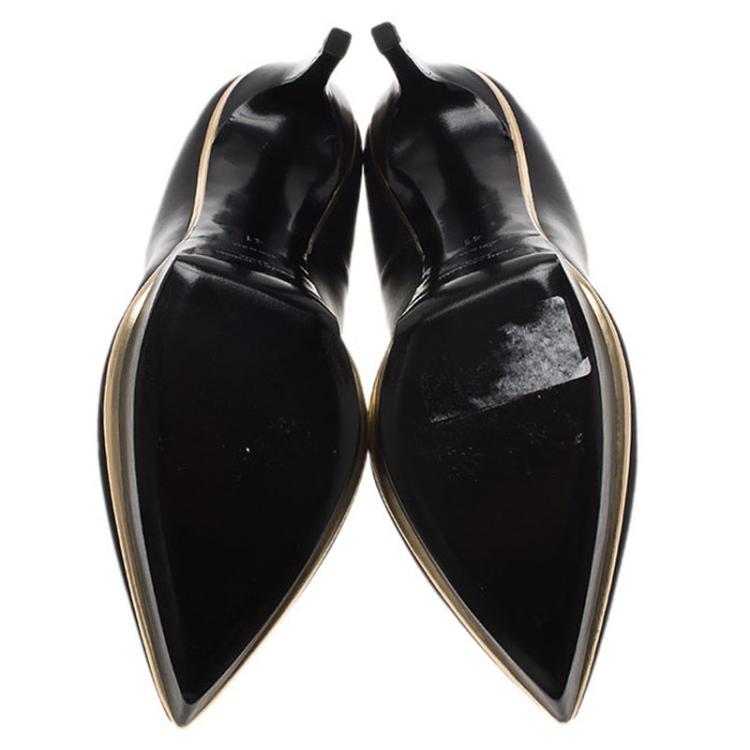 Pre Owned Saint Laurent Paris Black Leather Janis Platform Pumps Size 41