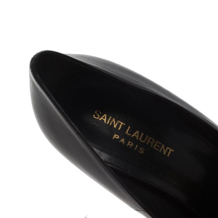 Pre Owned Saint Laurent Paris Black Leather Janis Platform Pumps Size 41