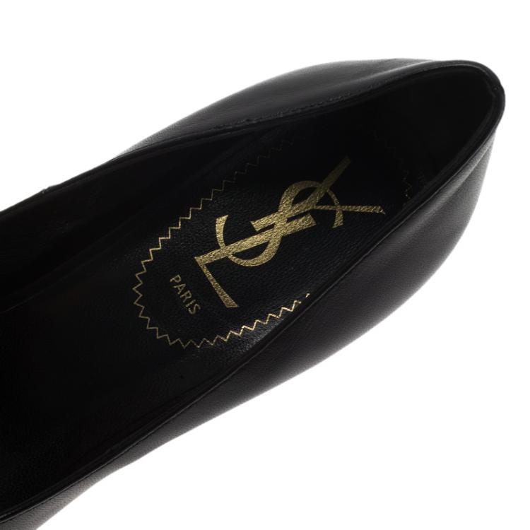 Pre Owned Saint Laurent Paris Black Leather Palais Platform Pumps Size 36