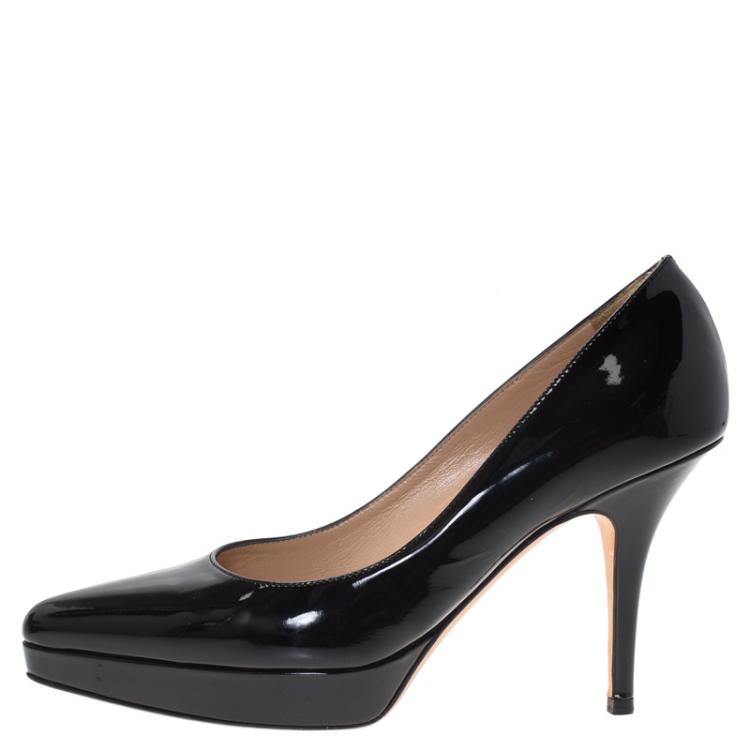 Pre Owned Saint Laurent Paris Black Patent Pointed Pumps Size 37