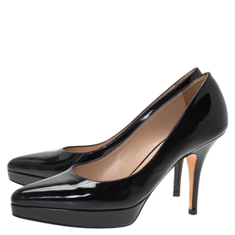 Pre Owned Saint Laurent Paris Black Patent Pointed Pumps Size 37