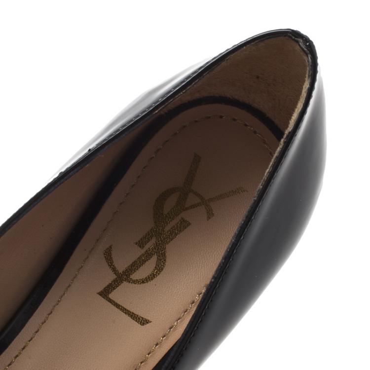 Pre Owned Saint Laurent Paris Black Patent Pointed Pumps Size 37