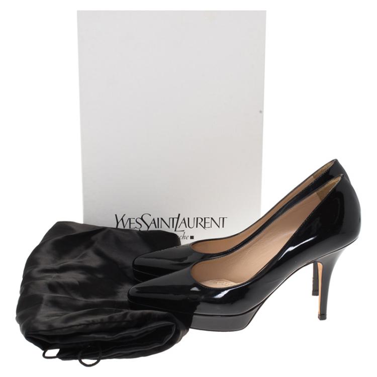 Pre Owned Saint Laurent Paris Black Patent Pointed Pumps Size 37