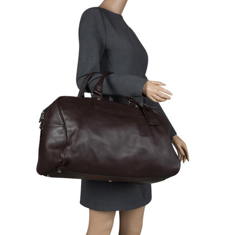 Pre Owned Celine Dark Brown Leather Traveling Bag