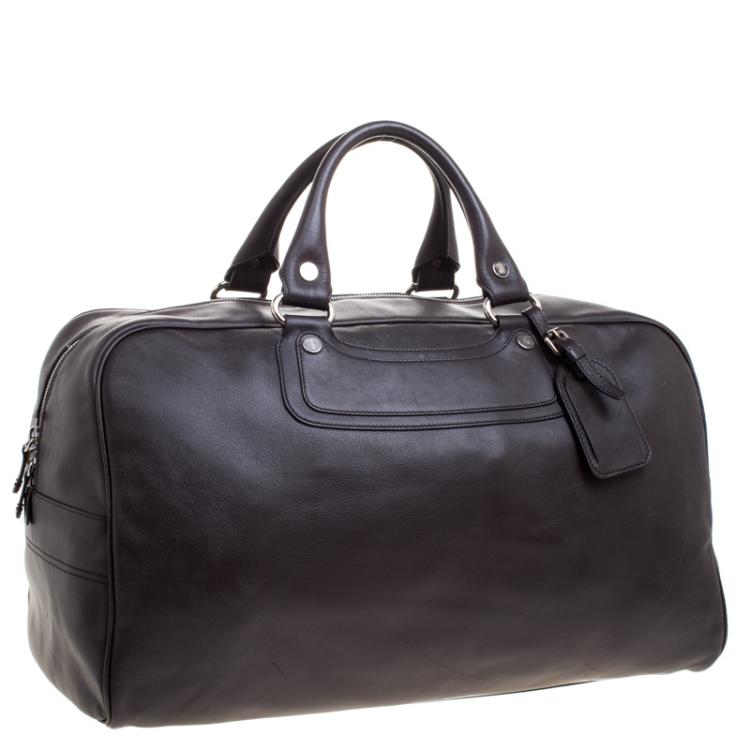 Pre Owned Celine Dark Brown Leather Traveling Bag