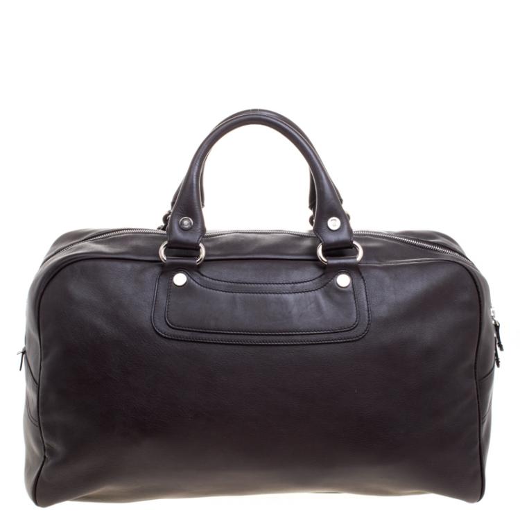 Pre Owned Celine Dark Brown Leather Traveling Bag