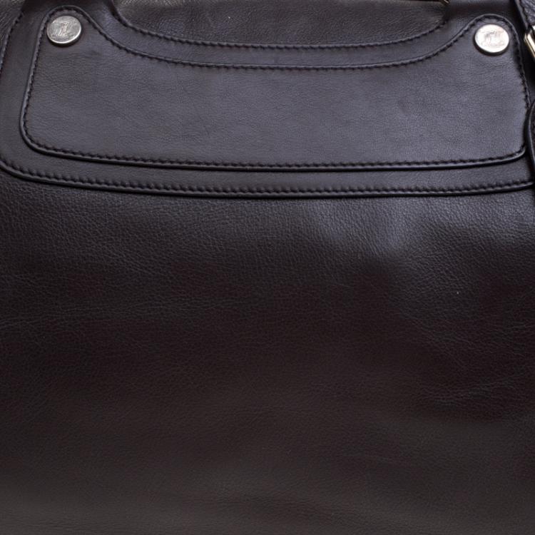 Pre Owned Celine Dark Brown Leather Traveling Bag