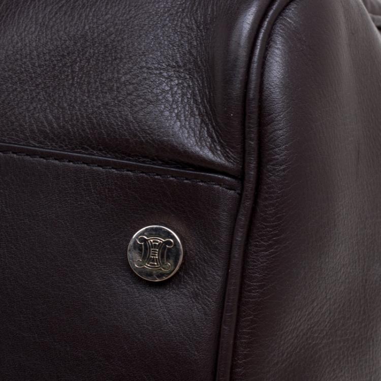 Pre Owned Celine Dark Brown Leather Traveling Bag
