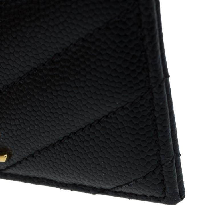 Pre Owned Saint Laurent Paris Black Quilted Leather Logo Card Holder