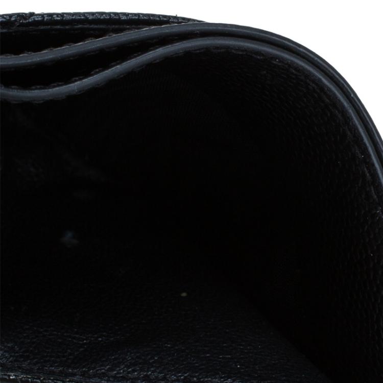 Pre Owned Saint Laurent Paris Black Quilted Leather Logo Card Holder