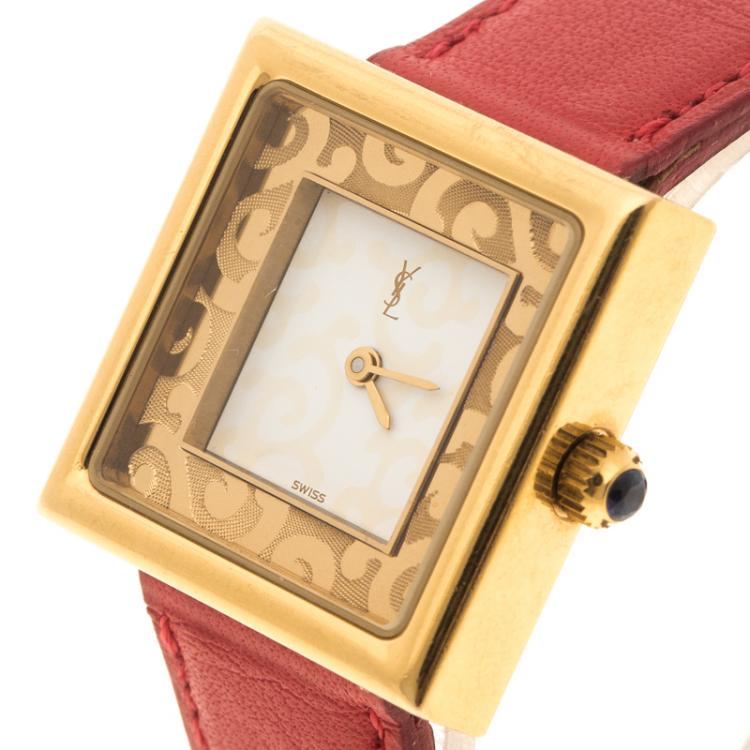 Pre Owned Saint Laurent Paris White Gold Tone Women's Wristwatch 25 mm
