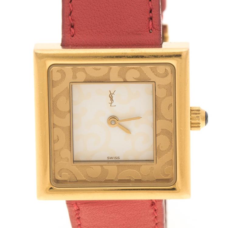 Pre Owned Saint Laurent Paris White Gold Tone Women's Wristwatch 25 mm