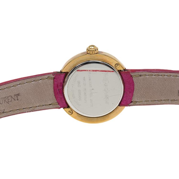 Pre Owned Saint Laurent Paris Gold-Plated Stainless Steel Classic Women's Wristwatch 28MM