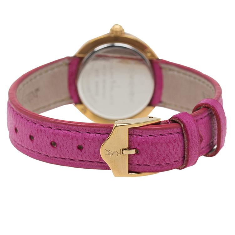 Pre Owned Saint Laurent Paris Gold-Plated Stainless Steel Classic Women's Wristwatch 28MM