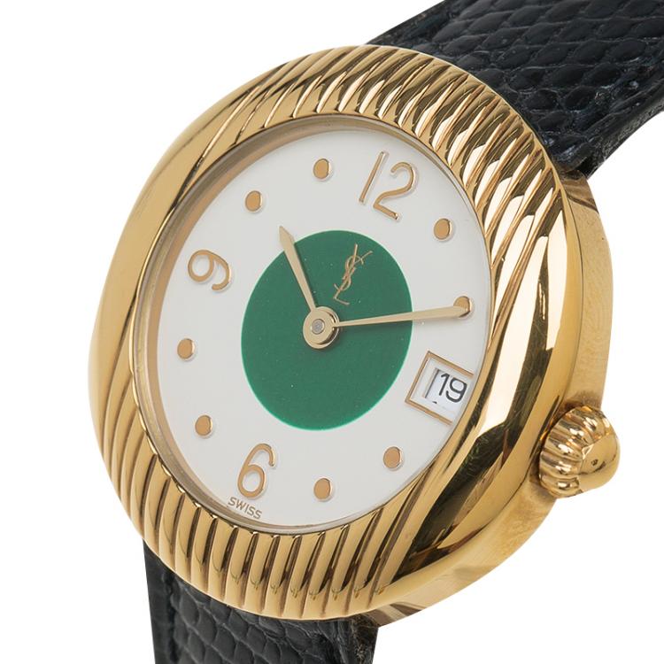 Pre Owned Saint Laurent Paris Gold-Plated Stainless Steel Classic Women's Wristwatch 28MM